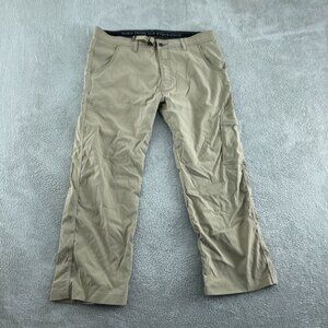 Prana Mens 38WX30L Tan Cargo Pants With Snap Closures & Pockets 5204